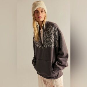 NWT Free People Girls Night Out Sweatshirt Grey Combo